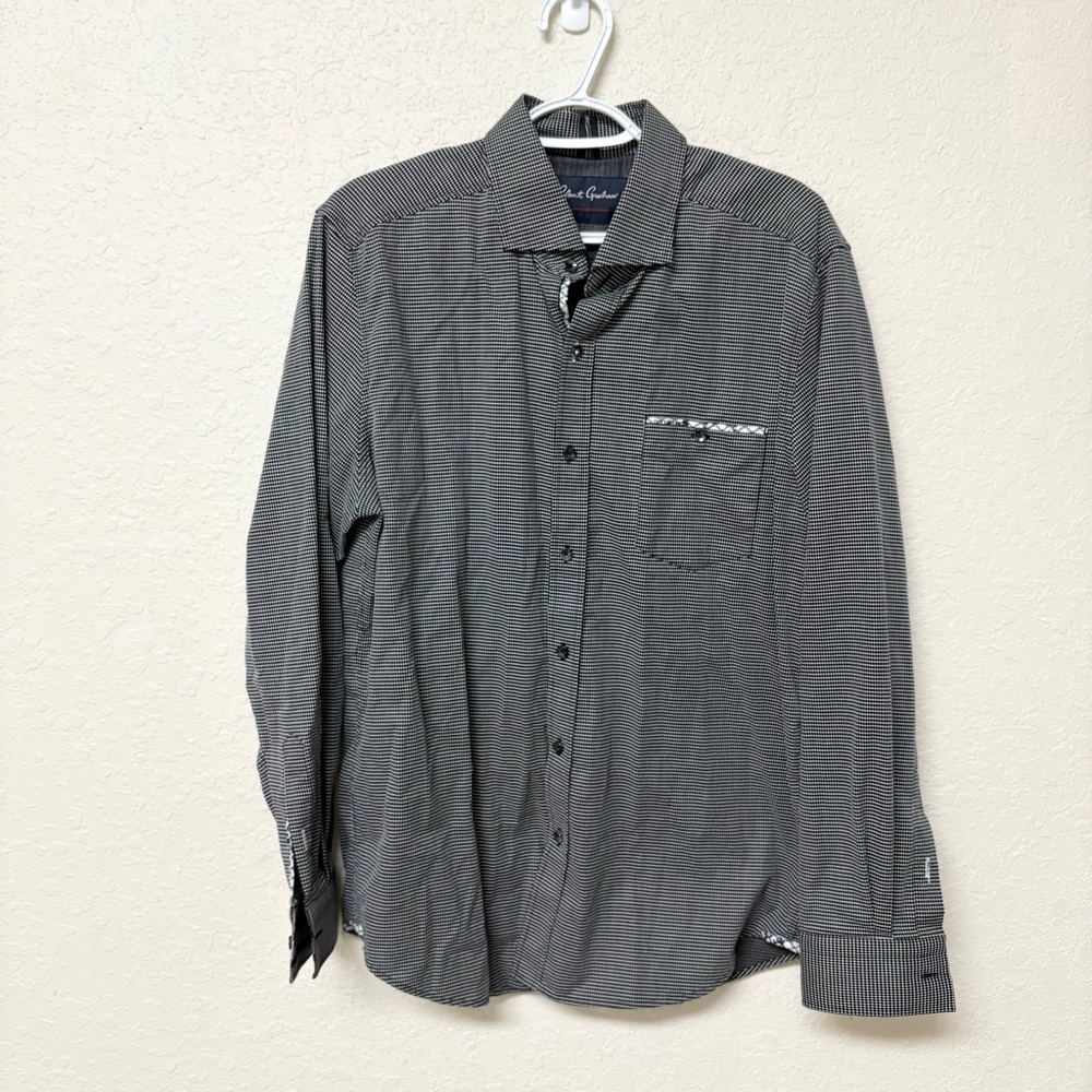 Robert Graham Shirt Mens Button Up Tailored Fit Long Sleeve Black Size XL